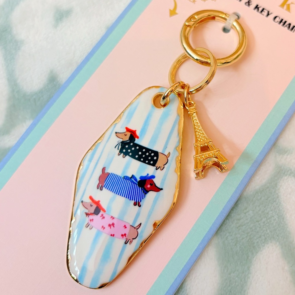 Piper K Dachshund & Eiffel Tower Bag Charm / Key Ring 🐾💕 - Picture 2 of 3